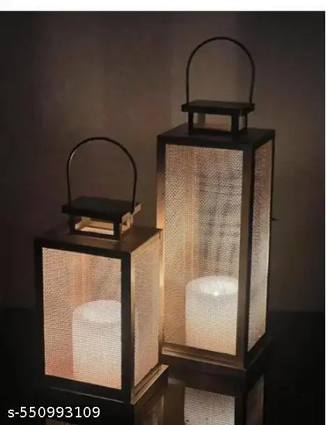 metal tealight lantern with multi colour glass panels,hanging candle holder for home& garden decor,lamp for living room ,bedroom,diwali &gifts set of 2 SWH-51