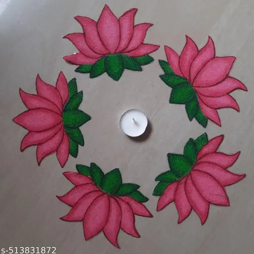 Pink lotus rangoli (5) | rangoli stencils | rangoli stickers | rangoli colors set | Rangoli | rangoli stickers for floor | rangoli pack kit | rangoli powder