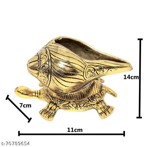 WORLD OF CRAFT Shankh With Stand for Pooja & Brings Prosperity, Happiness, Good Health & Wealth Decorative Showpiece Gift.