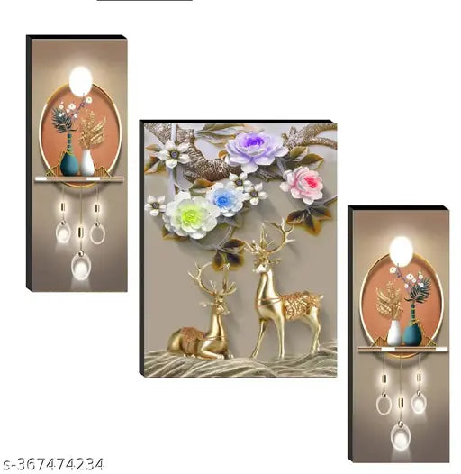 Set of 3 Modern art self adeshive Home decorative gift item wall painting for living room , office , hotel MDF framed painting 12 inch X 18 inch(pack of 3 )