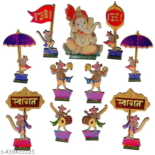 ganesh endol  Lila weth rat welcome  decorets  tample  [wood ]  stend  endol