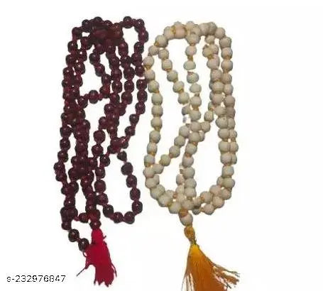 MANNAT FASTION Combo of 4-108 Beads Kamalgatta Mala, Lal chandan Mala Jaap Mala, Vaijanti Mala and Tulsi Japa Mala (Multicolour)