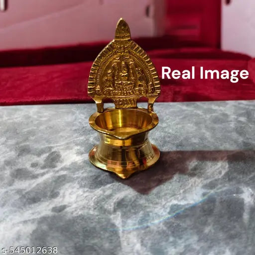 Brass Kamakshi Singhasan Diya for Pooja | Laxmi Lotus Throne Brass Diya (Height 8.8 cm)For Diwali Decoration, Puja