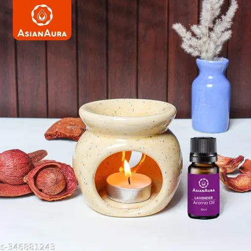 Ceramic Burner Pot, Aroms Oil Bottle  & Tea Light Candle, Ceramic Pot