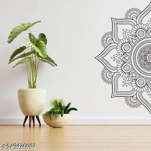 Monochrome Mandala Wall Sticker Self Adhesive Sticker (Pack of 1)
