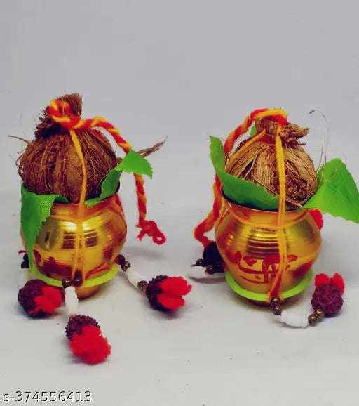 Bachapan  pack of 2 pcs Mangal Kalash Golden/Mangal Ghat/Mangol Ghat for Hanging