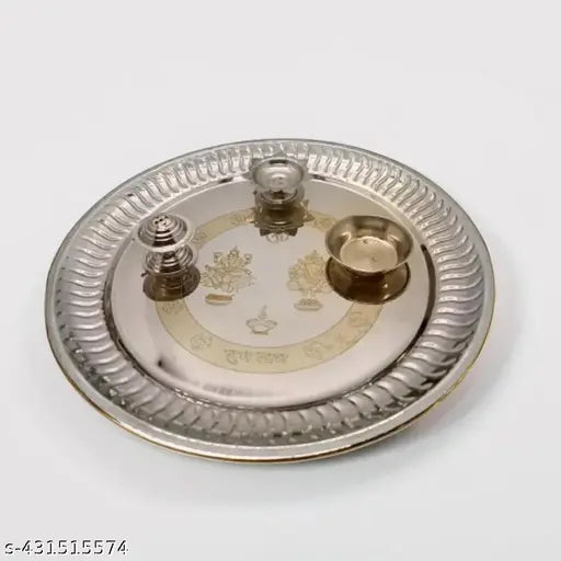 Steel Puja Plate |Lakshmi ganesh puja thali |Steel Puja plate set  | pooja items |  Steel pooja plate | pooja thali set