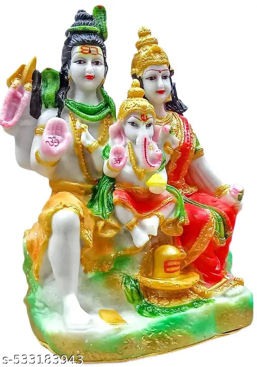 Shiv Parivar Family Murti Statue for Home Pooja Room Temple Gift Idol ( multiclour )