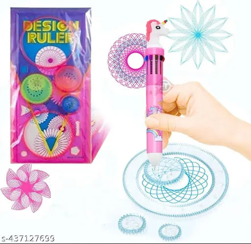 Spirograph Design Ruler with 10 in 1 unicorn pen