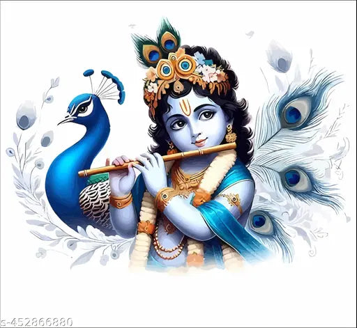 Little Krishna Jii With Peacock Wall sticker and Murals