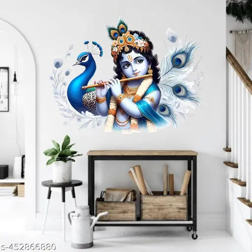 Little Krishna Jii With Peacock Wall sticker and Murals
