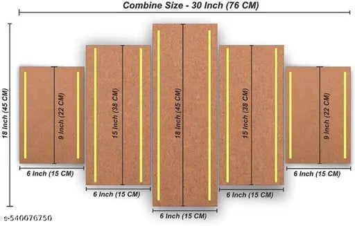 MAC  Modern Art  Set Of 5 Wall Paintings For Living Room 18 x 30 inch (MAC PNL-440 )