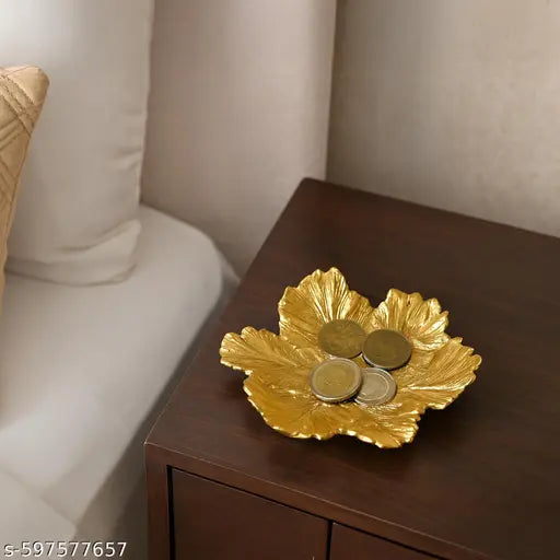 Market99 Glossy Golden Aluminium Decorative Dish | Embossed Accent Platter for Dining Table, Living Room & Center Table | Designer Tray for Festive Gifting, Home Décor & Stylish Display
