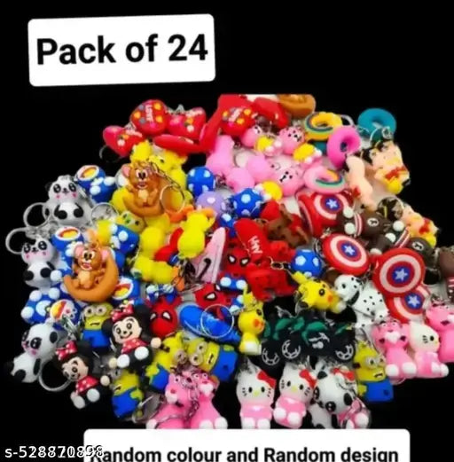 pack of 24Each keychain boasts a unique and lively cartoon character, turning your keys or bags into a playful canvas of colorr and charm. Select the one that resonates with your style and mood.