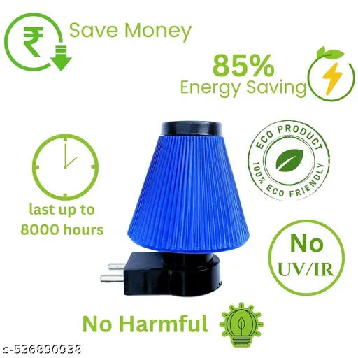 Umbrella Shape Decorative Night lamp 0.5Watt with 2 Pin Jack, bedroom Kids Room Light Color Blue (Set of 1)