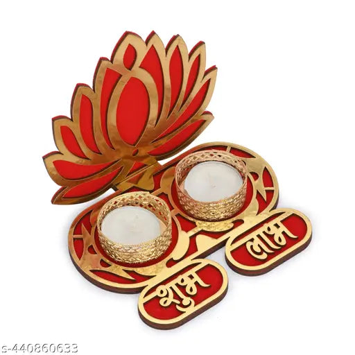Lotus Tealight Candle Holder - 6 Inch, Pack of 2 | Lotus Shape Tealight Candle Holder for Indian Decorations for Home | T Light Holder for Diwali, Indian Wedding Decorations, Navratri