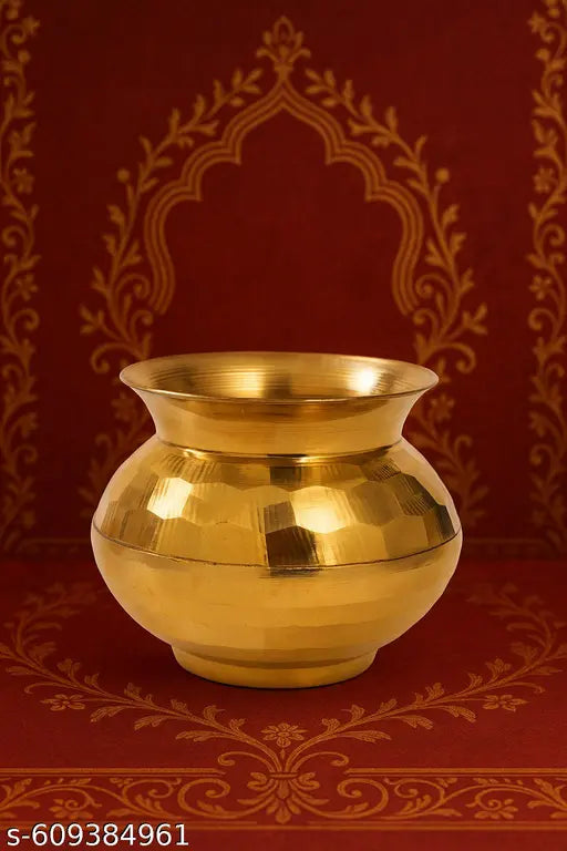 Brass diamond lota / Brass Kalash / Decorative Brass lota / Pot for Mandir | Puja Samagri Vessel (6 cm x 8 cm)