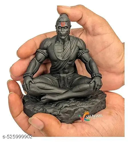 Bahubali Hanuman Ji Murti for Car Dashboard | Dhyan Mudra Meditation Bajrangbali Statue Showpiece | Meditating Hanuman Idol for Home Decor, Office | Spiritual Gift |
