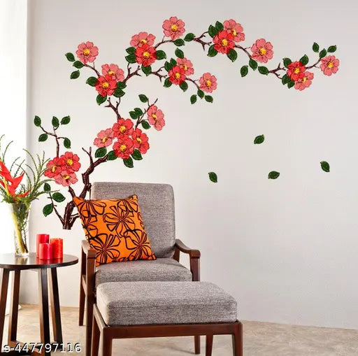 Khatwal Enterprises 'Floral Branch Antique Flowers' Wall Stickers (PVC Vinyl, 50 cm x 70 cm, Multicolour)