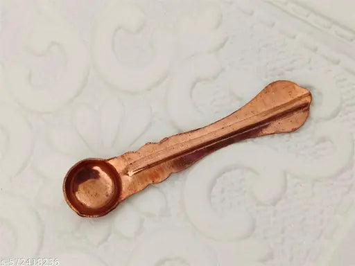 DHARTI MART  Pure Copper Panchapatra Udharini Set with Anchmani Spoon and Plate