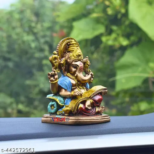 Small Ramayana Reading Ganesha for Car Dashboard and Table Decor