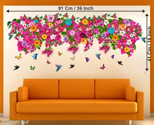 Art Kafe Colorful Flowers & Butterflies Wall Stickers