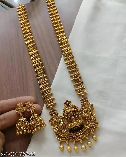 SHREE ADINATH CREATIONS South Indian  Laxmii Goddess Jewellery Sets II Traditional  Temple Jewellery Set Gold Plated Neck Choker Set for Women and Girls II Beautiful Necklace Set / Indian Women Jewellery/ Gold Plated Fashion Jewelry/Designer Pearl Necklac
