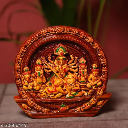 Rainbow Feathers Terracotta Handpainted Miniature Maa Durga|Maa Ambe|Maa Jagdamba|Durga Mata|Maa Sherawali|Jai Mata Di|UNESCO Durga Puja|Kolkata Durga Pujo|Terracotta|DeshkiMitti|RuralArtisans|Handmade|Handpainted|Handicraft