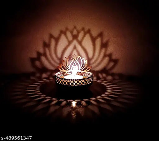 Metal Lotuss Tea Light Candle Holder |Candle Light Set Designer Votive Candle Holder Stand |Table Decorative for Home Living Room & Office | Pack of 1
