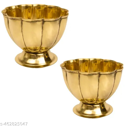 Putrika  Brass Chandhan | Kumkum | Turmeric | Sandal | Haldi | Bowl | Pooja | Puja | Holder | Roli | Stand | Multipurpose for Temple Home - Lotus Chandhan Bowl (2)