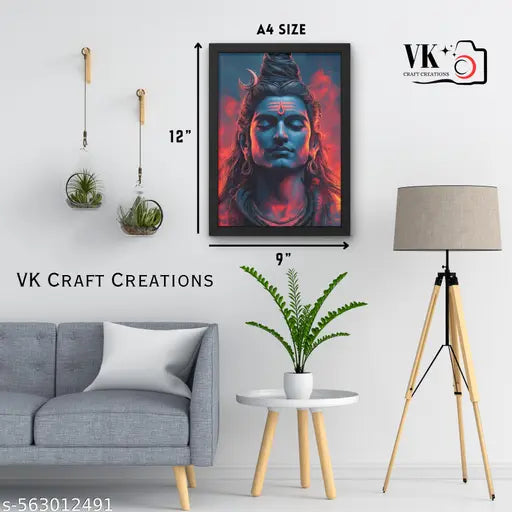 Lord Shiva Wall Art – Textured 9 x 12 Inch Framed Painting
