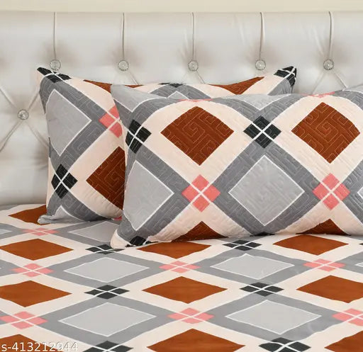 5 pc Bed Sheet 2 Pillow Cover With Zip 2 Cushion Cover  With Zip