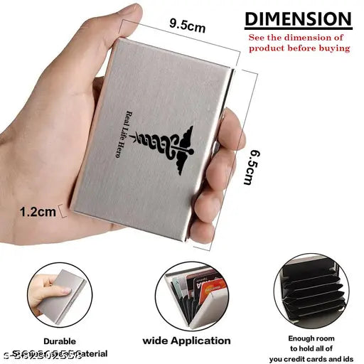 Metal Silver Printed 6 Slot Men Woman RFID Blocking Credit/Debit Card Holder