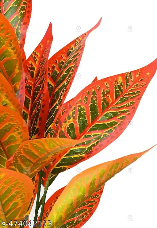 26-Leaf Artificial Plant with Realistic Green Foliage | Home & Office Decor | Without Pot | Without Pot | Low Maintenance Plant | Faux Plant | Decorative Leaf Plant | Realistic Artificial Greenery (Pack of 2 )