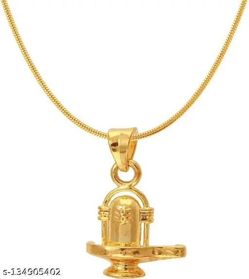 M/S P C Mart Lord Shiva Shivling Mahadev Bholenath Locket With Chain Gold-plated Brass