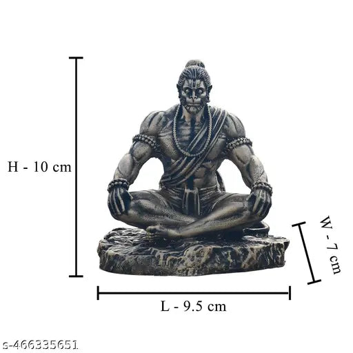 Bahubali Hanuman Ji Murti for Car Dashboard | Dhyan Mudra Meditation Bajrangbali Statue Showpiece | Meditating Hanuman Idol for Home Decor, Office | Spiritual Gift | Orange