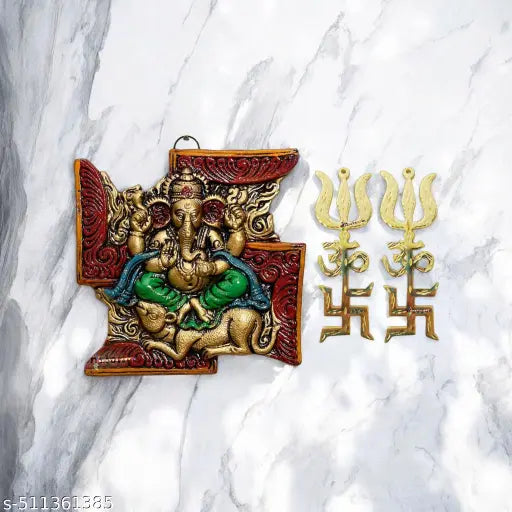 TRISHAKTI (TRISHUL, OM, SWASTIKA), COLORFUL MEENAKARI SWASTIKA WALL/ DOOR/ WINDOW HANGING ALUMINIUM METAL DECORATIVE SHOWPIECE FOR GATE ENTRANCE, INAUGURATION DIWALI, CAR DASHBOARD, RETURN GIFT PURPOSE, NAVDURGA, MAHASHIVRATRI, ONAM PONGAL, GRIHA PRAVESH,