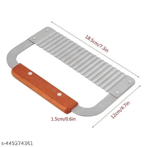 Takositio Crinkle Cutters, Crinkle Cutting Tool French Fry Slicer Stainless Steel Blade Wooden Handle Vegetable Salad Chopping Knife, 1 Pack