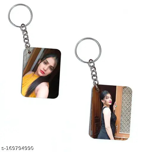 Prints Club Customized  Wooden Keychain  With Photo Print Set Of 2