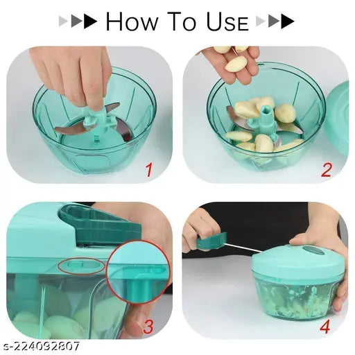 Compact Chopper with Blades effortlessly Chopping Big Size Kitchen Dori Handy Vegetable and Fruit Manual Onion Dry Fruit Salad Maker Vegetable Quick Chopper (450 ml, Green)
