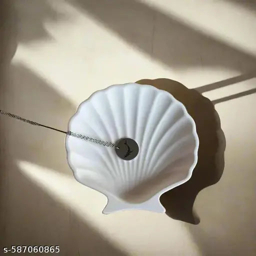 White Resin Seashell Decorative Tray – Multipurpose Jewelry, Trinket & Home Décor Organizer