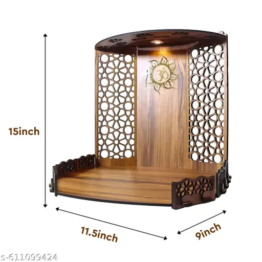 Divinity Decor Laminated Temple for Home Pooja | Wooden MDF Mandir 16x9x11 Inch | Assembly Required | Modern Puja Stand | Big Temple - Mandir - 11
