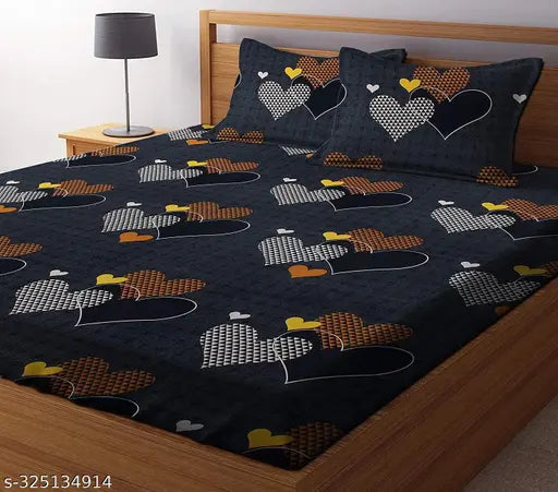VERMA HANDICRAFT New Bedding Set For Double Bedsheet In 3 pcs Set One Bedsheet Two Pillows Cover The Best Design For Heavy Quality Super Soft Glace Cotton Bedsheet In The Best For Living Room, Be