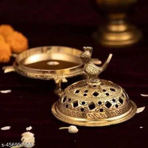 CLICKNECT INDIA Peacock Turtle Brass Incense Holder.
