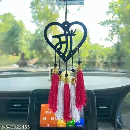 Maa Heart Shape Dream Catcher – Latkan Car Hanging for Positive Vibes | Handmade Wall & Car Decor | Ideal for Gifting, Meditation Room, Yoga Space, Temple & Home Decoration