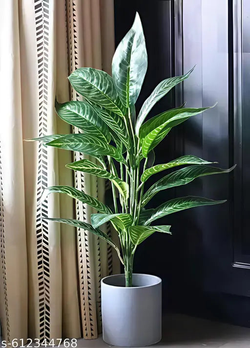 Artificial Natural Looking 26 Leaves Snack Rabbur Plant Artificial Fake Tree | Ornamental Plant for Interior | Indoor Tropical Plant for Home/Shop/Office Decor/Gifting Artificial Plant Without Pot (70 cm, Green Tree)