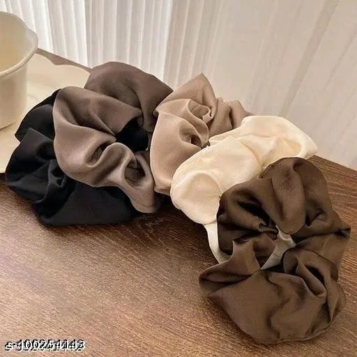 scrunchies 5 PCS(SAME COLOR) and Premium Quality Fabric Black color Fabric thalamudi kattu/thalamudi bandham/Jada Bandlu/Muti pattaikal/hair baandukal/Kudalu byandgalu/Hair byandgalu Ideal for Women / Girls