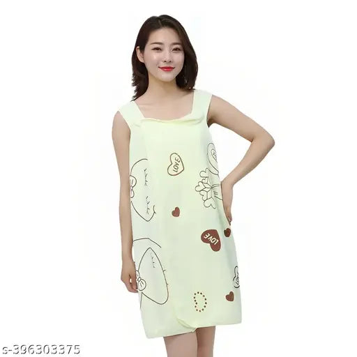KITCREXA Soft Microfiber Fabric Cute Love Rabbit Printed Wearable Fast Drying Bath Towel for Women & Girls| Stylish Women’s Bathrobe Bath Towel Dress for Bath, Spa, Shower, Swimming Pool, Beach