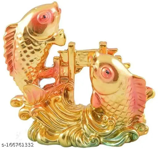 Golden Vastu Feng Shui Colorful Fish For Good Luck and Prosperity Decorative Showpiece  -  5 cm (Gold Plated, Yellow)
