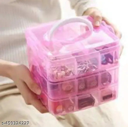 3 Layer 18 Grids Storage Plastic Boxes Medicine Jewelry Bead Storage Box Container Organizer Case Craft Boxes Random Color (Square, White).